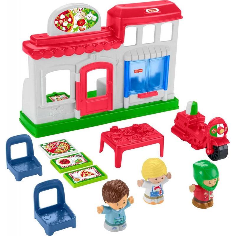 Fisher-Price HBR79 Little People Pizzeria 3 Figuren Zubehör für Vorschul Kinder