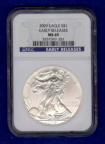 2009 American Silver Eagle Dollar NGC MS69 Early Releases  Free Shipping  G33