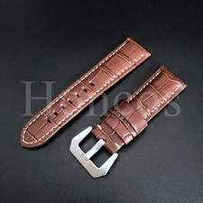 20 22 24 26 MM Leather Alligator Watch Band Strap Fits for Tissot Brown/White S