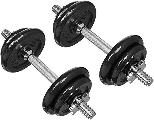 Amazon Basics Adjustable Barbell Lifting Dumbbells Weight Set with Case 17.2 ...