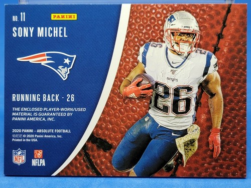 2020 Panini Absolute Football Sony Michel Ball Hoggs Jersey Relic #11 Patriots - Picture 2 of 2
