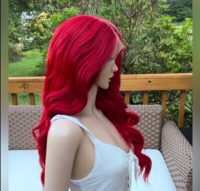 Beautiful red lace front human blend  wig Amazon.com : Loyom Red Lace Front Wigs Human Hair Pre  main image 2