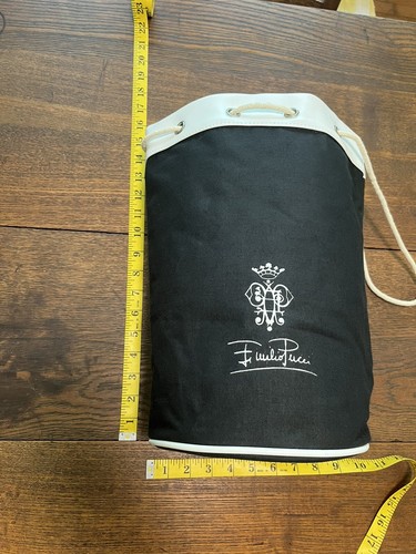 Emilio Pucci Bag Bucket Drawstring Black And White Canvas Vintage - Picture 11 of 14