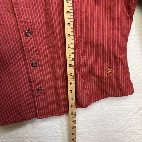 Ariat Corduroy Hooded Jacket Womens Large Muted Red Snaps Fur Cuffs Pockets - Picture 4 of 14