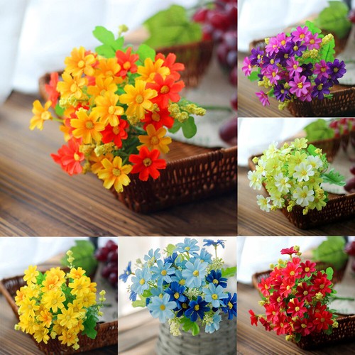 Fiori artificiali 12 fasci di seta artificiale margherita fiori finti resistenti ai raggi UV, fiori di campo finti per esterni, composizioni per la casa, il giardino per la decorazione (viola