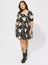 Torrid Betsey Johnson Black Skull Super Soft Babydoll Dress Size 0 12 Large NWT