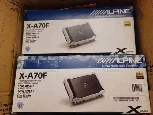 Alpine X-A70F X-Series 4-channel car amplifier — 120 watts RMS x 4