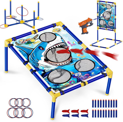 Bean Bag Toss Game 3 in 1 with Shooting Game, Ring Toss Game, Rich Outdoor Toys 