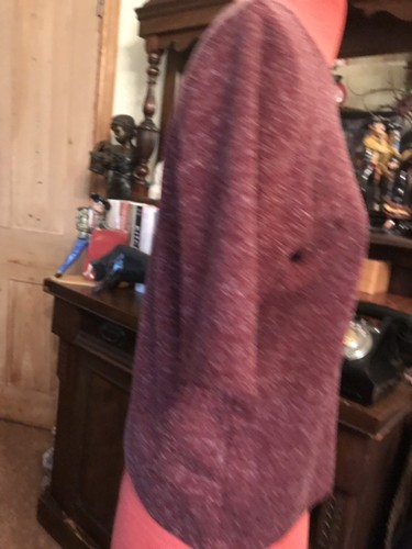 Topshop Top Sweater Short Sleeve Zip Back Aubergine Purple Burgundy Marl 8 Linen - Picture 4 of 11