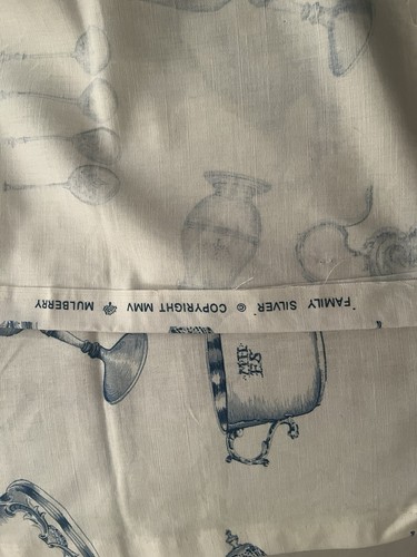 Mulberry Family Silver FD240 G110 Linen Cotton Modal Sliverware Fabric 2 Yds 12” - Picture 5 of 6