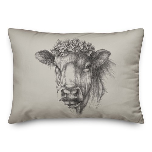 Creative Products Cow Sketch 20 x 14 Spun Poly Pillow - Picture 2 of 3