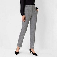Ann Taylor High Waist Everyday Ankle Pant in Houndstooth black white women's 8