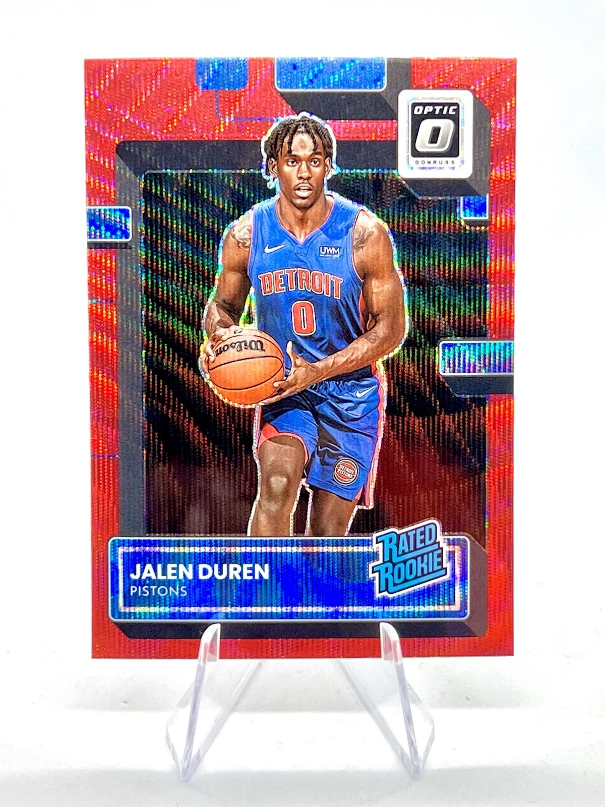 Jalen Duren 2022-23 Panini Optic Rated Rookie Red Wave Prizm #227 Pistons