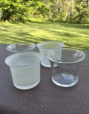 Set Of Four Clear Glass And Matte Glass Tea Light Candle Holders