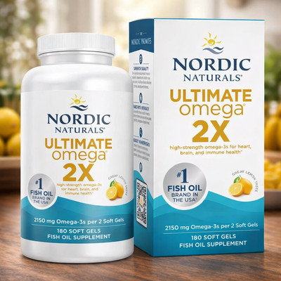 Nordic Naturals Ultimate Omega 2X, Lemon Flavor, 2150 mg Omega-3 - 180 Soft Gels