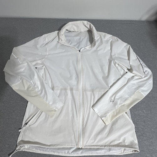 Lululemon Live In Practice Windbreaker Jacket Sz M Hooded Lightweight Zip White