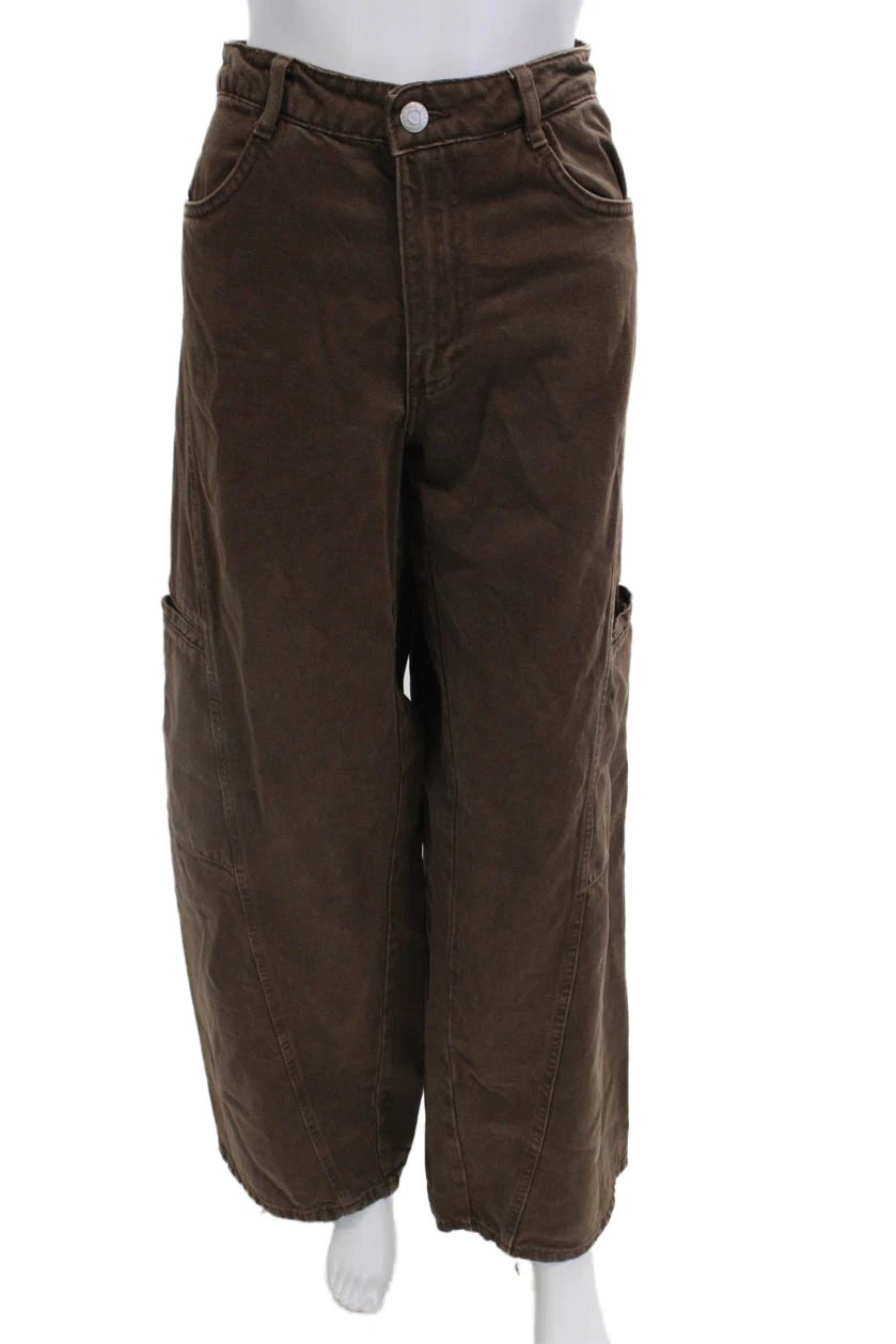 Zara Women's Button Closure Wide Leg Cargo Jean Pants Brown Size S
Opens in a new window or tab
