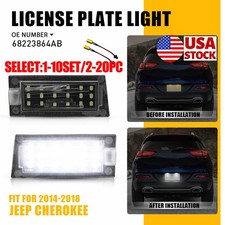 White Led License Plate Number Light Tag Lamps Fit Jeep Cherokee 2014-2018 Clear
