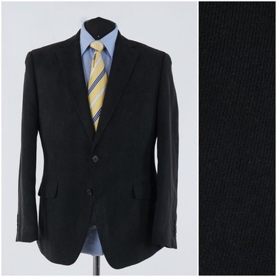 Mens Corduroy Blazer 46R US Size DRESSMANN Striped Black Sport Coat Jacket