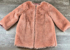 Baby Gap Faux Fur Coat Girls Size 4 Years Toddler Zip Up Outerwear Pink Preowned