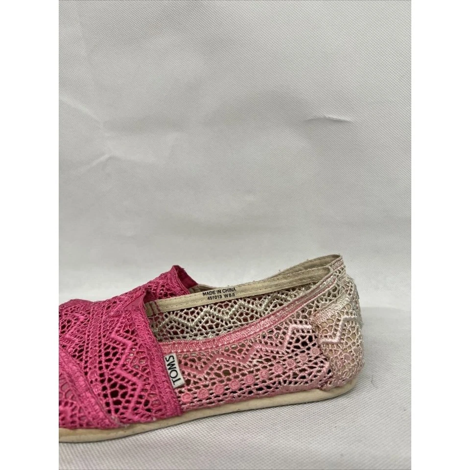 Mocasines Toms para mujer talla 8,5 M rosa ombre crochet encaje sin cordones planos teñidos por inmersión Foto 2 de 4