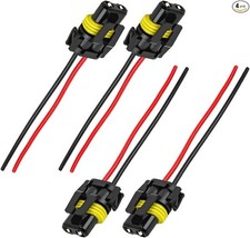 4 PCS Wiring Harness Headlight Socket, 9005 9006 HB3 HB4 Female Adapter Wiring H