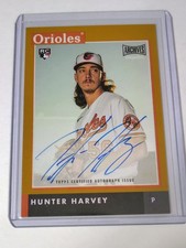 2020 Topps Archives Snapshots Hunter Harvey Auto /10 Gold #AS-HH RC Orioles