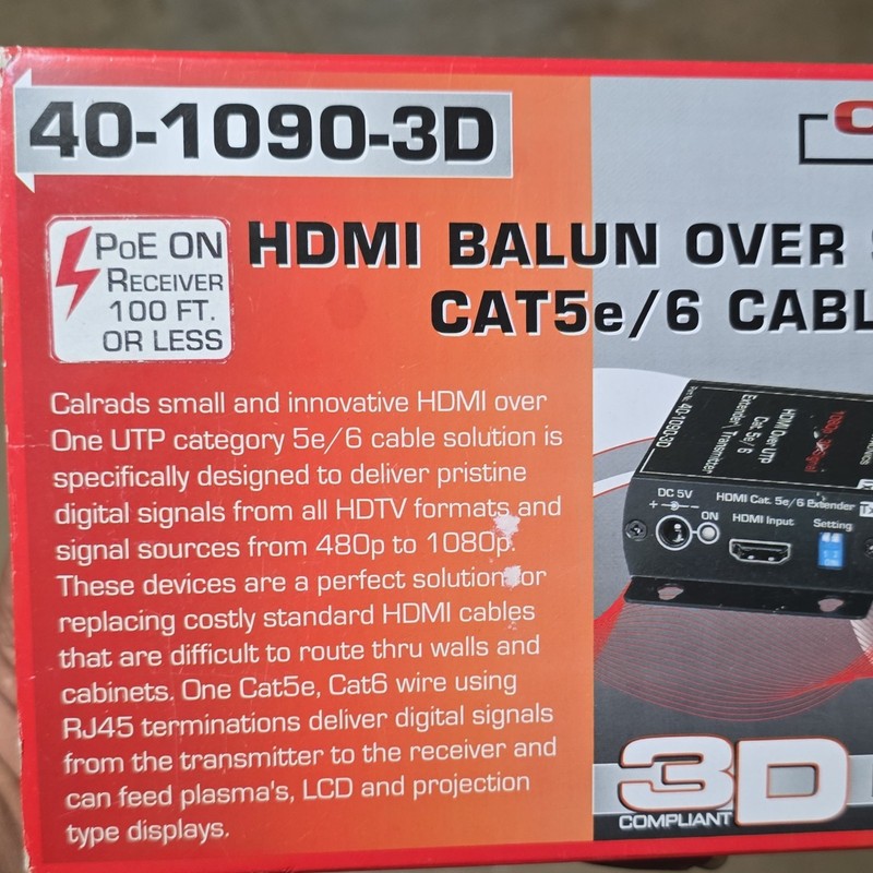HDMI Extender Set 3D Compliant, 1080p 50m Max / 1080i 70m Max, Black