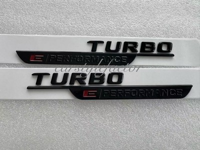 TURBO E PERFORMANCE AMG Fender Emblem GLOSS BLACK Badge for Mercedes C63S GLC63S