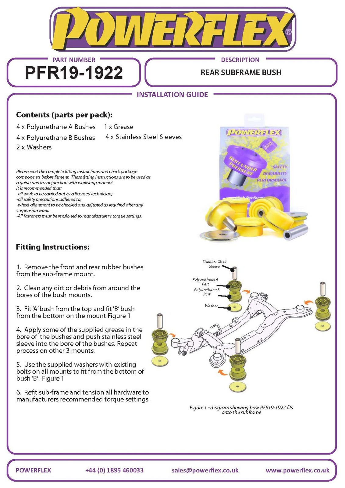 PFR19-1922BLK Powerflex Black Rear Subframe Bushes
