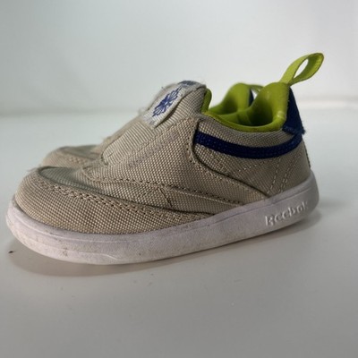 Reebok Club C Slip On Trainers/Sneakers Toddler Size 6 Beige/Blue GV7458