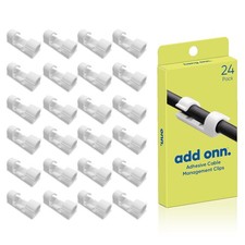 24 Count Peel Stick Adhesive Managment Cable Clips, Cord Organizer