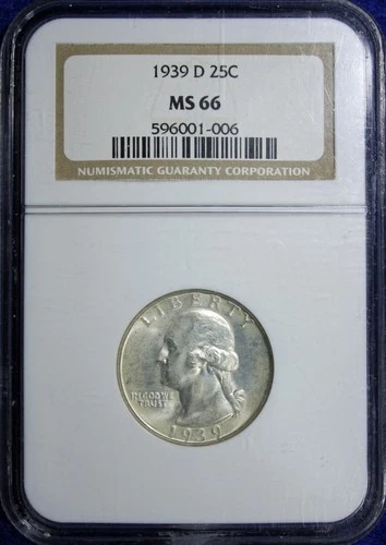 1939-D Washington Quarter Dollar NGC MS-66 (2532305)