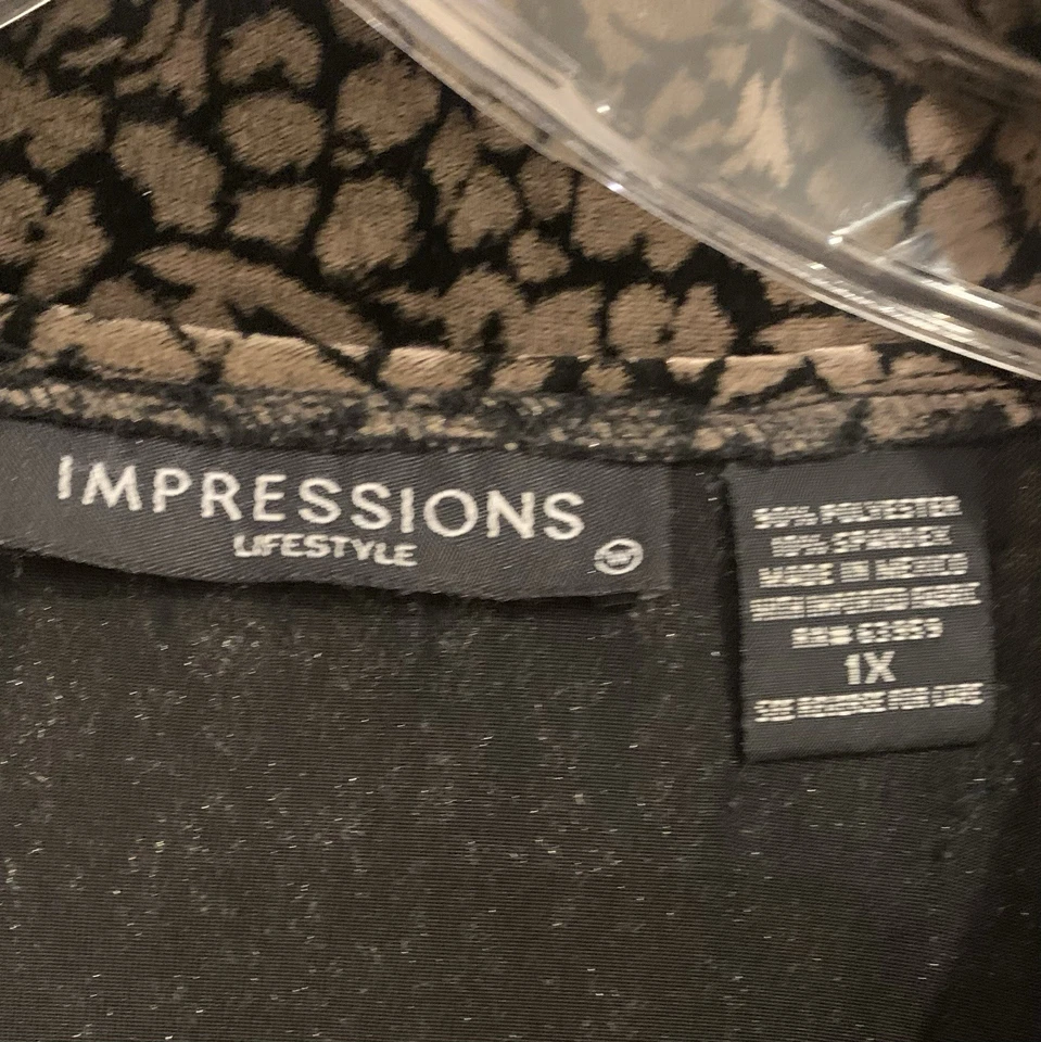 Блузка женская Impressions стиль жизни мягкий бархат на пуговицах пестрый топ размер 1X - Изображение 2 из 4