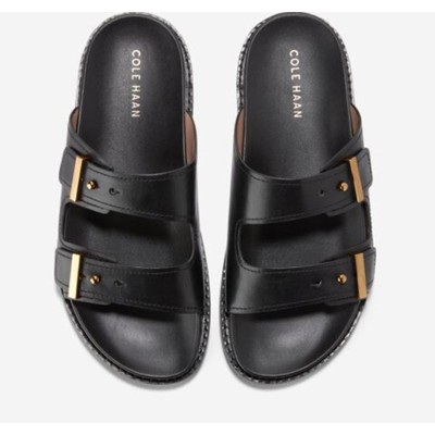 NEW COLE HAAN Marisol Footbed Leather Sandal Black SZ 10 (Retail $140)