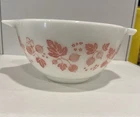Vintage Pyrex White Pink Gooseberry Cinderella Mixing Bowl