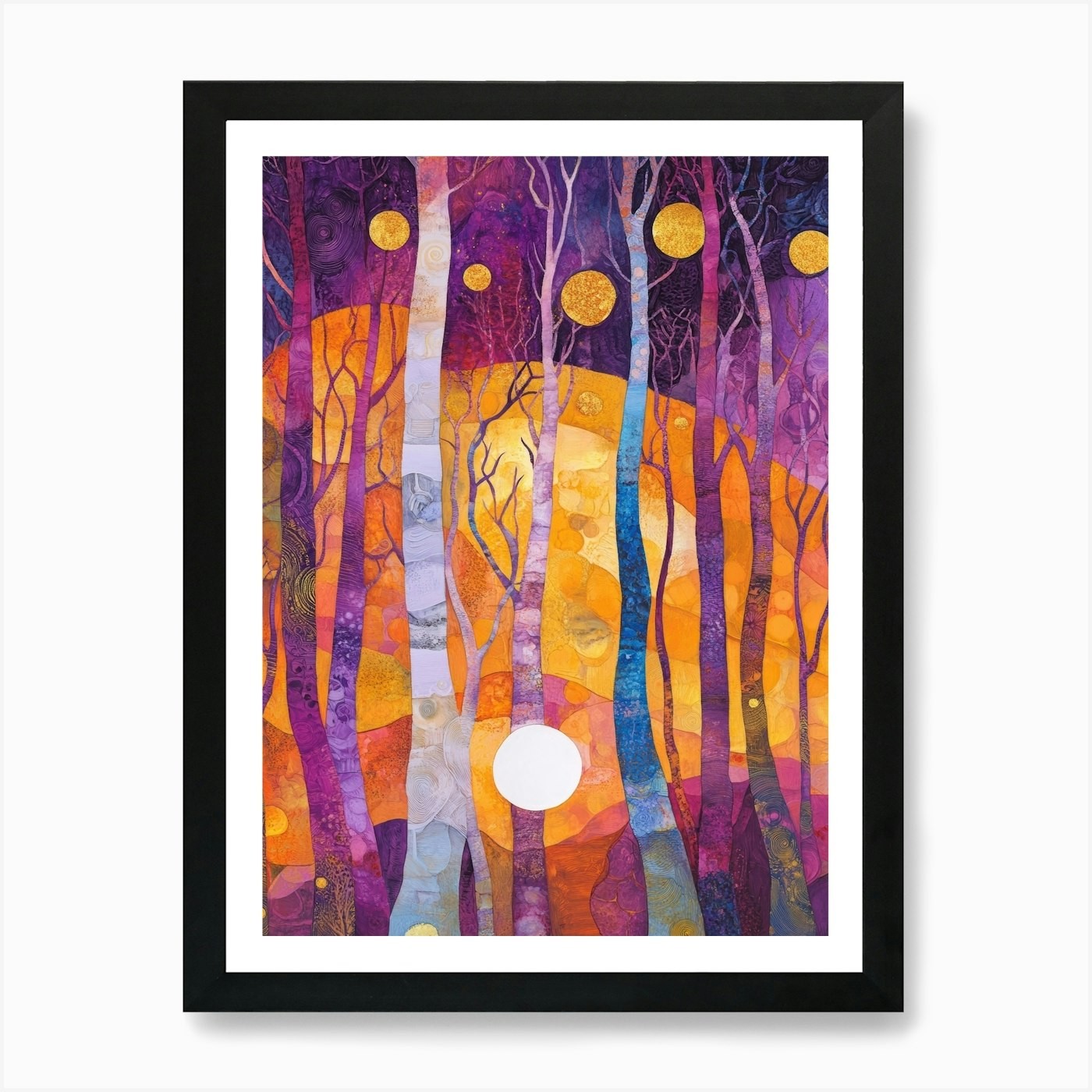 Moonlight In The Trees Framed Art Print Canvas Wall Decor Picture