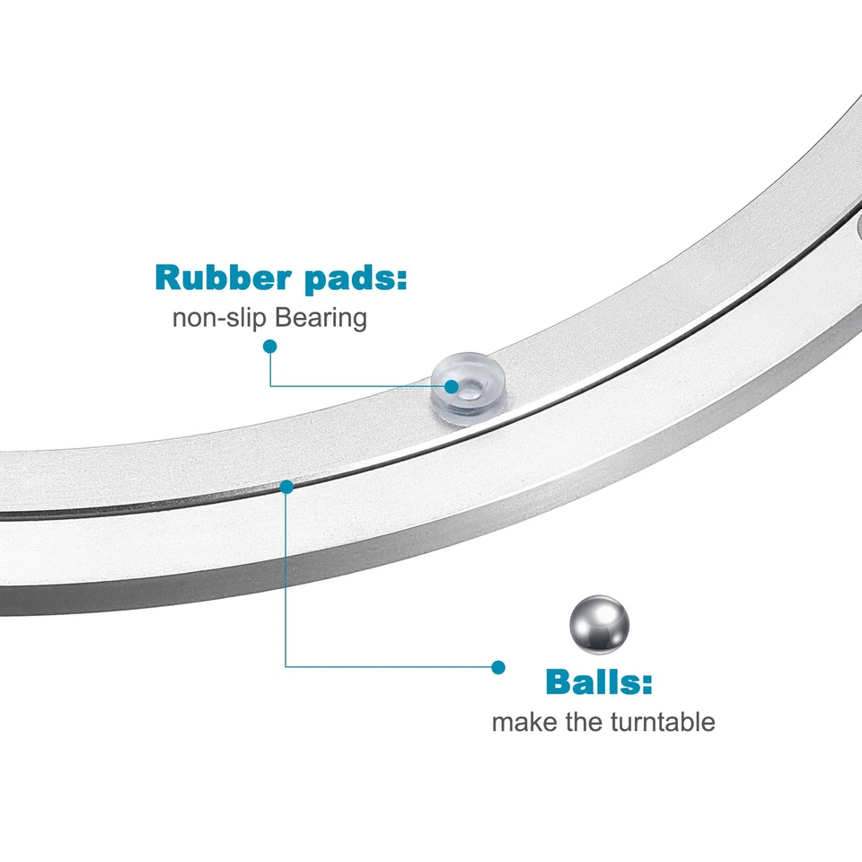 Giradischi girevole in alluminio Lazy Susan metallo 24 pollici per tavolo da pranzo argento - Immagine 4 di 4