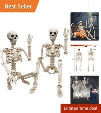 2 Pack 36"Halloween Skeleton - 3 ft Life Size Human Skeleton with Full Body P...