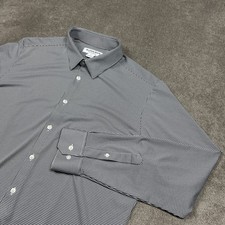 Mizzen Main Shirt Mens XL Trim Fit Performance Stretch Black White Check Button