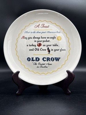 VINTAGE OLD CROW BOURBON WHISKEY ADVERTISING PLATE COLLECTIBLE