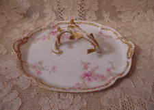 Charles F. Haviland GDA Limoges Ring Holder Display Pink Floral Double Gold