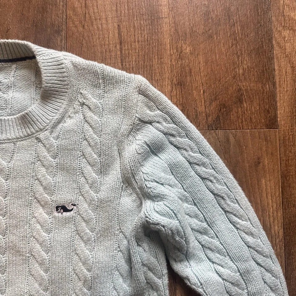 Vineyard Vines Ice Blue Cable Knit Sweater Girls 5 | Cozy Holiday Cashmere Ski - Image 2 of 4