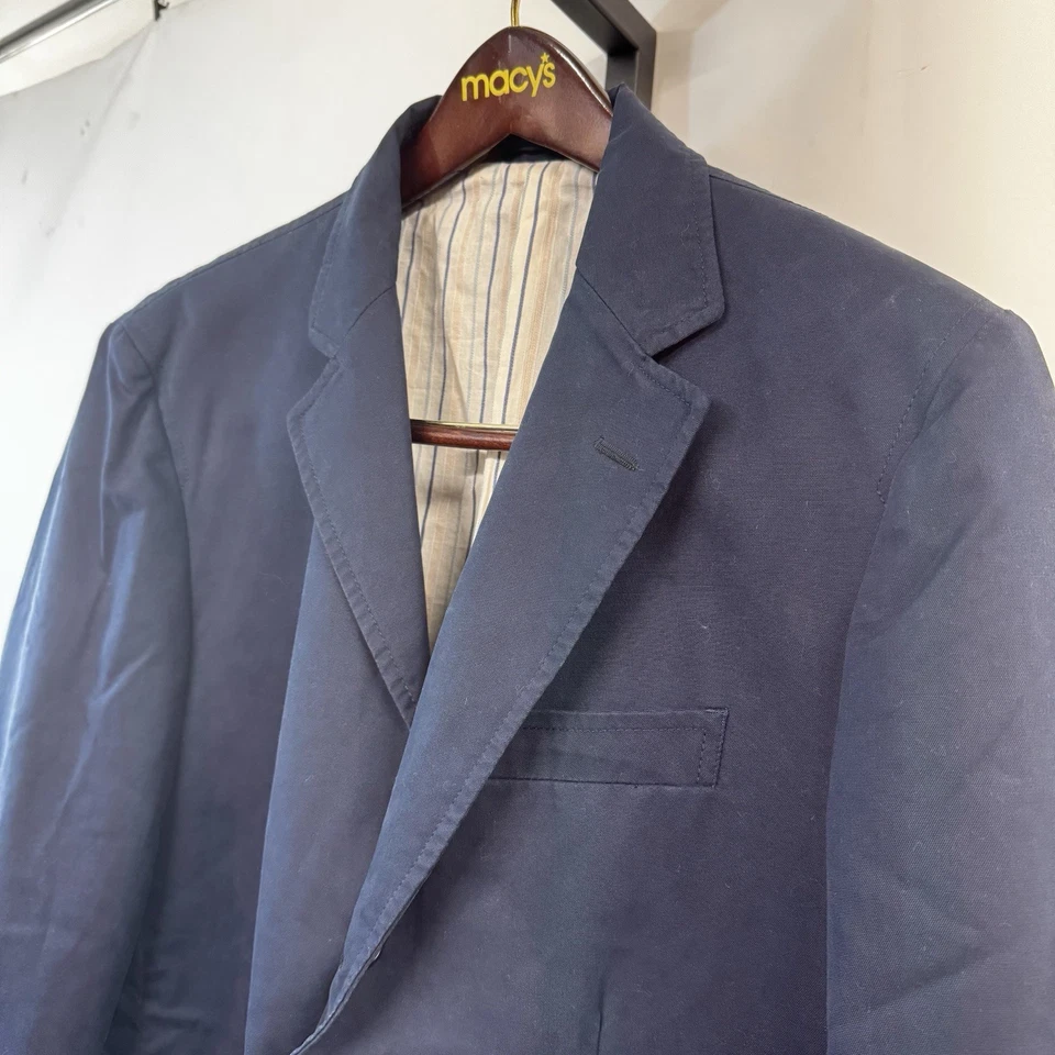 Chaqueta Blazer Deportiva Ermenegildo Zegna Italia Hombres 52L (US 44L) Azul Marino Caqui Algodón Foto 3 de 4