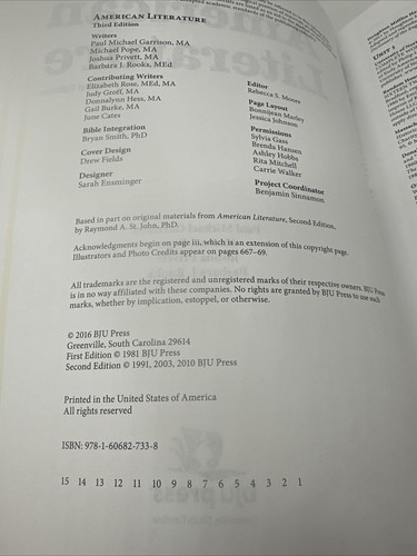 Bob Jones American Literature Text, Tests & Teacher (3rd Edition) 11th Grade NEW - Picture 3 of 15