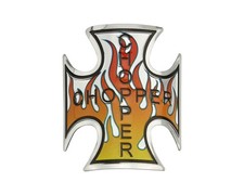 Iron Cross Name Plate 2/Flame Design Alloy Universal Fit Lowrider/Chopper Bikes.
