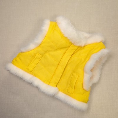 Bear Factory gelbe Weste Jacke mit weißem Kunstfellbesatz