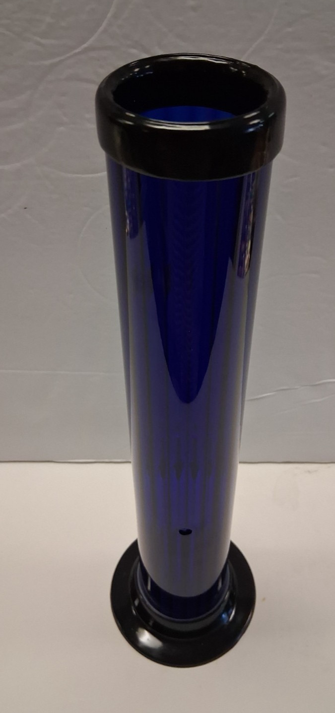 12" ACRYLIC RIBBED PLASTIC STRAIGHT HOOKAH WATER PIPE BONG THUMB CARB  2"M DBLUE