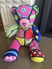Plush Build A Bear Britto Romero Tg Bear Multi Color Patch Work Large 18"