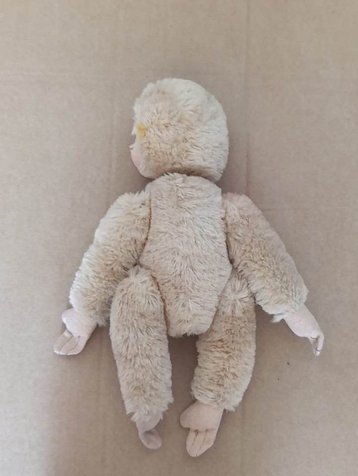 Vintage Monkey Plush Soft Toy Plastic Face Stuffed Animal Teddy Retro ...